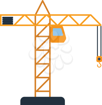 Icon of crane. Flat color design. Vector illustration.