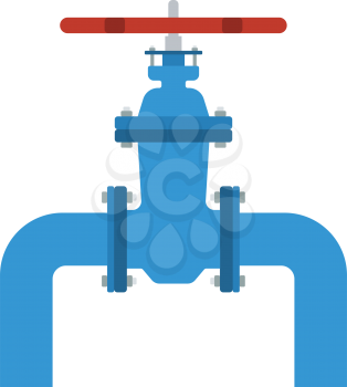 Icon of Pipe with valve. Flat color design. Vector illustration.