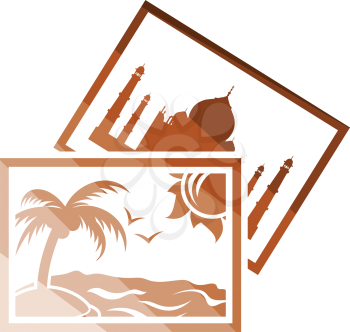 Two travel photograph icon. Flat color design. Vector illustration.