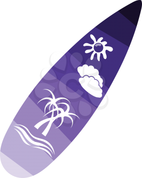 Surfboard icon. Flat color design. Vector illustration.
