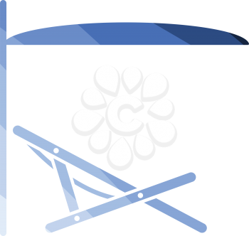 Sea beach recliner with umbrella icon. Flat color design. Vector illustration.