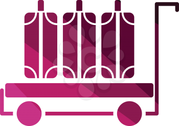 Luggage cart icon. Flat color design. Vector illustration.