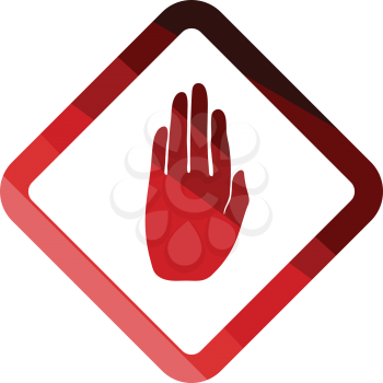 Icon of Warning hand. Flat color design. Vector illustration.