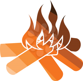 Camping fire  icon. Flat color design. Vector illustration.