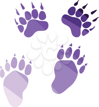 Bear trails  icon. Flat color design. Vector illustration.