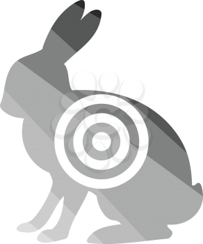 Hare silhouette with target  icon. Flat color design. Vector illustration.