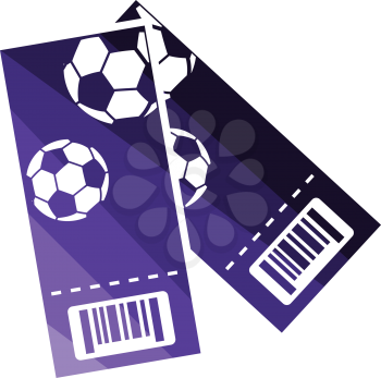 Two football tickets icon. Flat color design. Vector illustration.