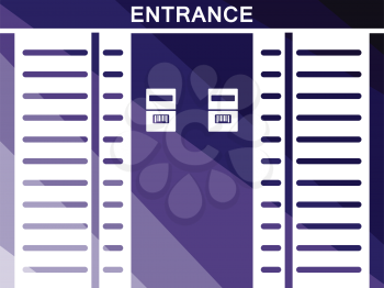 Stadium entrance turnstile icon. Flat color design. Vector illustration.
