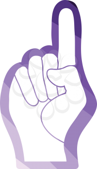 Fan foam hand with number one gesture icon. Flat color design. Vector illustration.