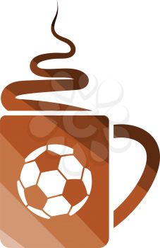 Football fans coffee cup with smoke icon. Flat color design. Vector illustration.