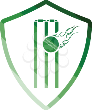 Cricket shield emblem icon. Flat color design. Vector illustration.