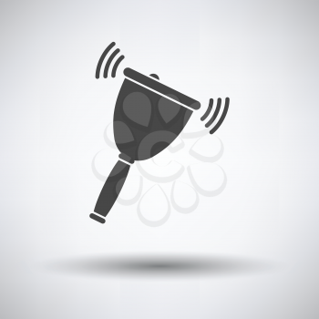 School hand bell icon on gray background, round shadow. Vector illustration.