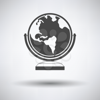 Globe icon on gray background, round shadow. Vector illustration.