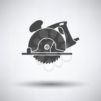 Circular saw icon on gray background, round shadow. Vector illustration.
