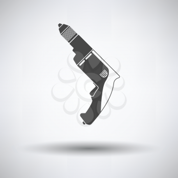 Electric drill icon on gray background, round shadow. Vector illustration.