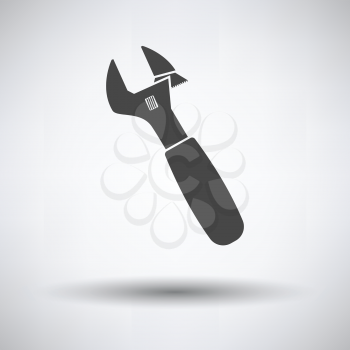 Adjustable wrench  icon on gray background, round shadow. Vector illustration.