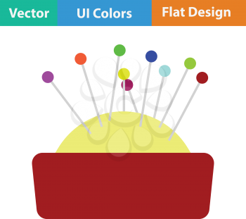Pin cushion icon. Flat color design. Vector illustration.