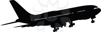 Airplane silhouette on white background. Vector illustration.