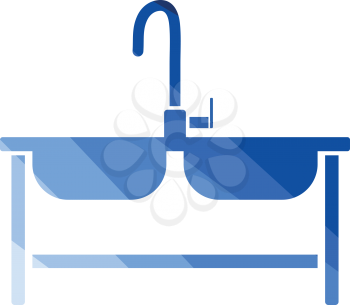 Double sink icon. Flat color design. Vector illustration.