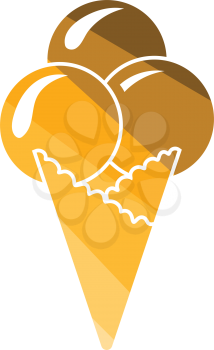 Ice-cream cone icon. Flat color design. Vector illustration.