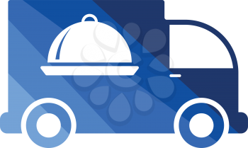Delivering car icon. Flat color design. Vector illustration.