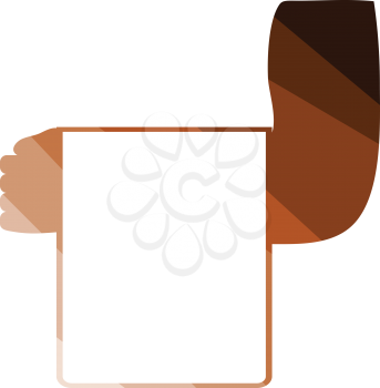 Waiter hand with towel icon. Flat color design. Vector illustration.