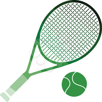 Tennis rocket and ball icon. Flat color design. Vector illustration.