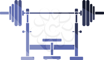 Bench with barbel icon. Flat color design. Vector illustration.