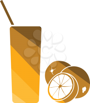 Orange juice glass icon. Flat color design. Vector illustration.