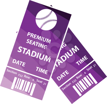 Baseball tickets icon. Flat color design. Vector illustration.
