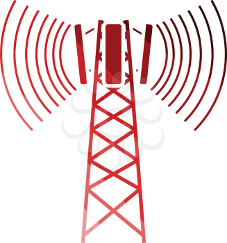 Cellular broadcasting antenna icon. Flat color design. Vector illustration.