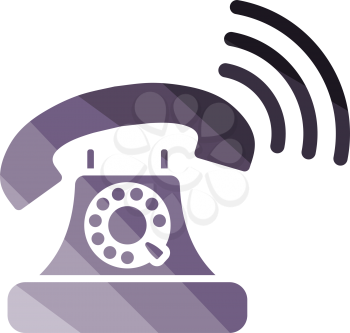 Old telephone icon. Flat color design. Vector illustration.