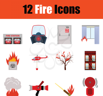 Fire icon set. Color  design. Vector illustration.