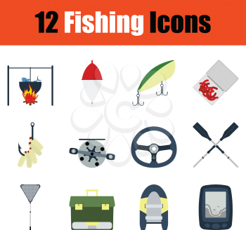 Fishing icon set. Color  design. Vector illustration.