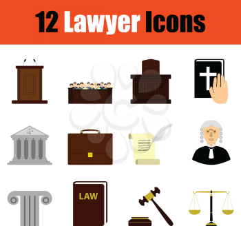 Lawyer icon set. Color  design. Vector illustration.