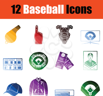 Set of Baseballl icons. Gradient color design. Vector illustration.
