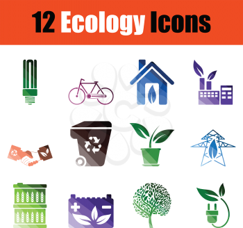 Set of Ecology icons. Gradient color design. Vector illustration.