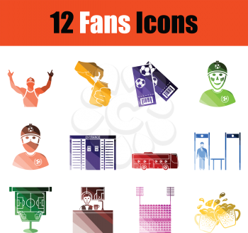 Set of soccer fans icons. Gradient color design. Vector illustration.