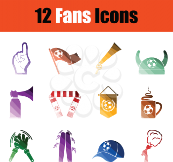 Set of soccer fans icons. Gradient color design. Vector illustration.