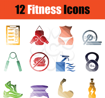 Set of Fitness icons. Gradient color design. Vector illustration.