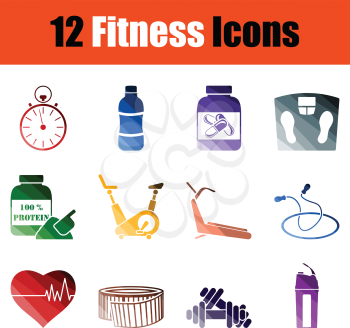 Set of Fitness icons. Gradient color design. Vector illustration.