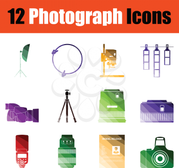 Set of Photography icons. Gradient color design. Vector illustration.