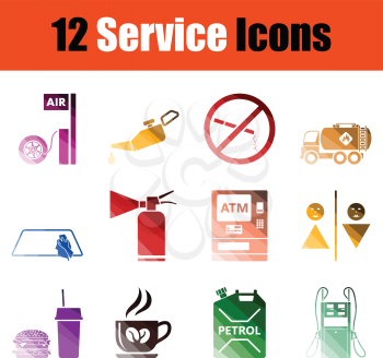 Set of service icons. Gradient color design. Vector illustration.