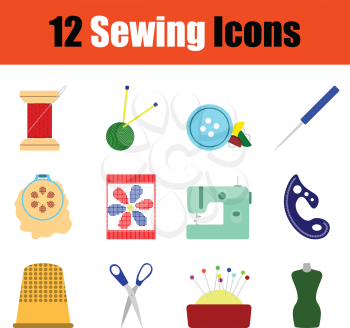 Set of sewing icons. Gradient color design. Vector illustration.