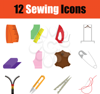 Set of sewing icons. Gradient color design. Vector illustration.