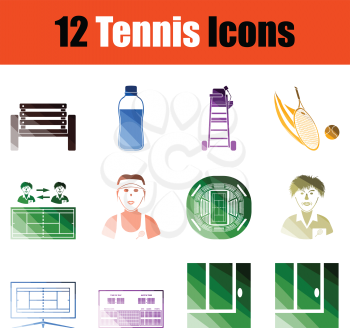 Set of Tennis icons. Gradient color design. Vector illustration.