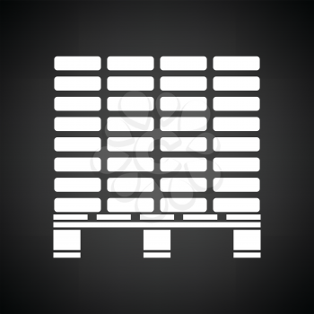 Icon of construction pallet . Black background with white. Vector illustration.