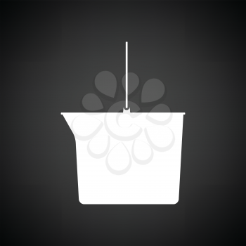 Icon of bucket. Black background with white. Vector illustration.