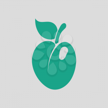 Icon of Plum . Gray background with green. Vector illustration.