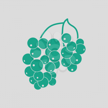 Icon of Black currant. Gray background with green. Vector illustration.